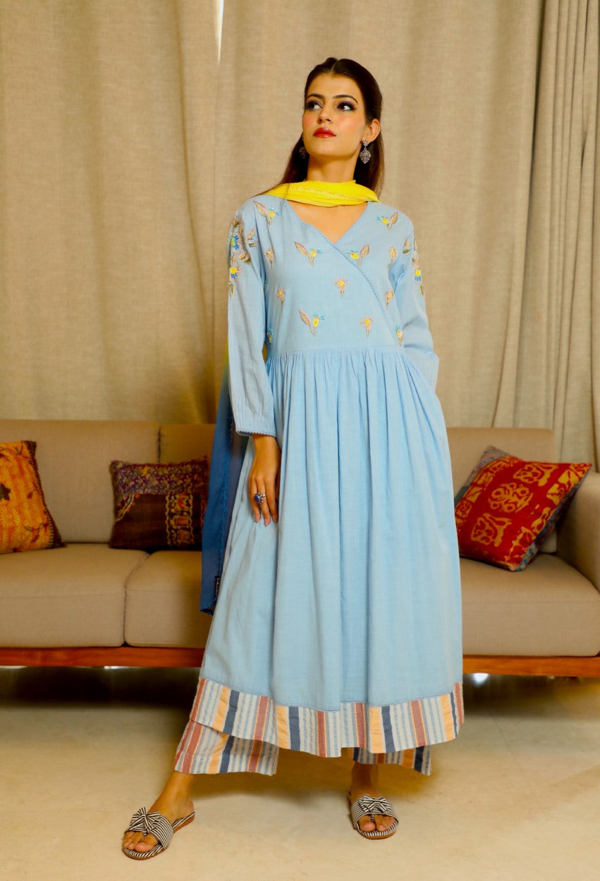 Harmony Hues Anarkali Set- Powder Blue