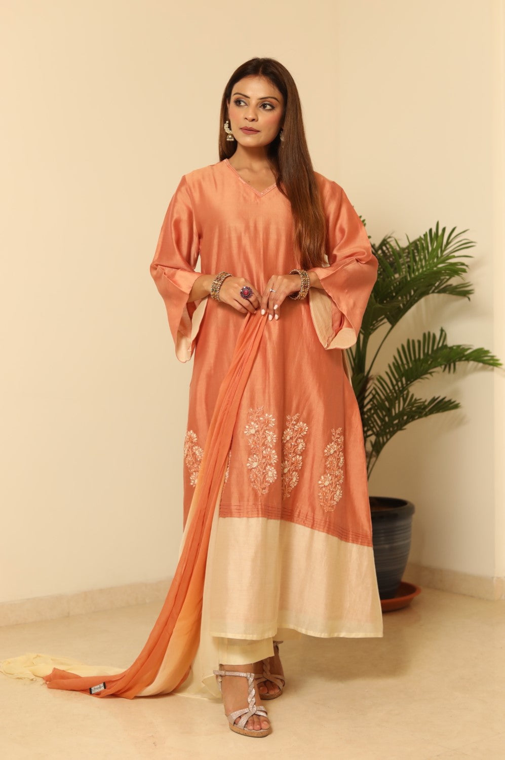 Noor-E-Rang Kurta Set- Rust