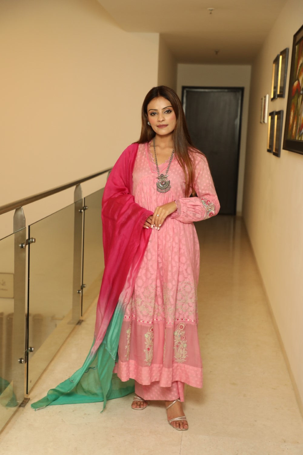 Jahanara Anarkali Set-Pink