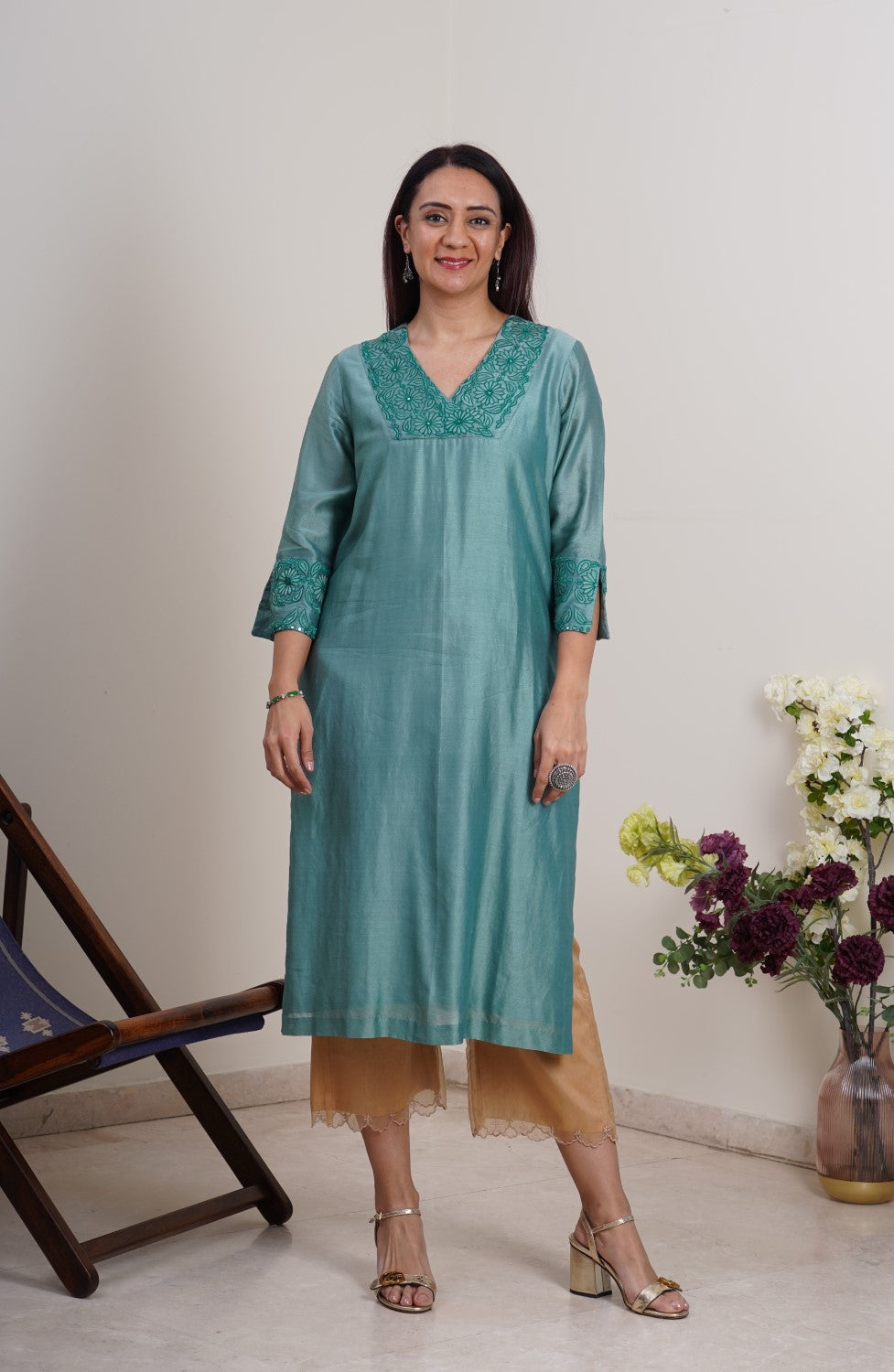 Mehr Kurta Set-Teal Green