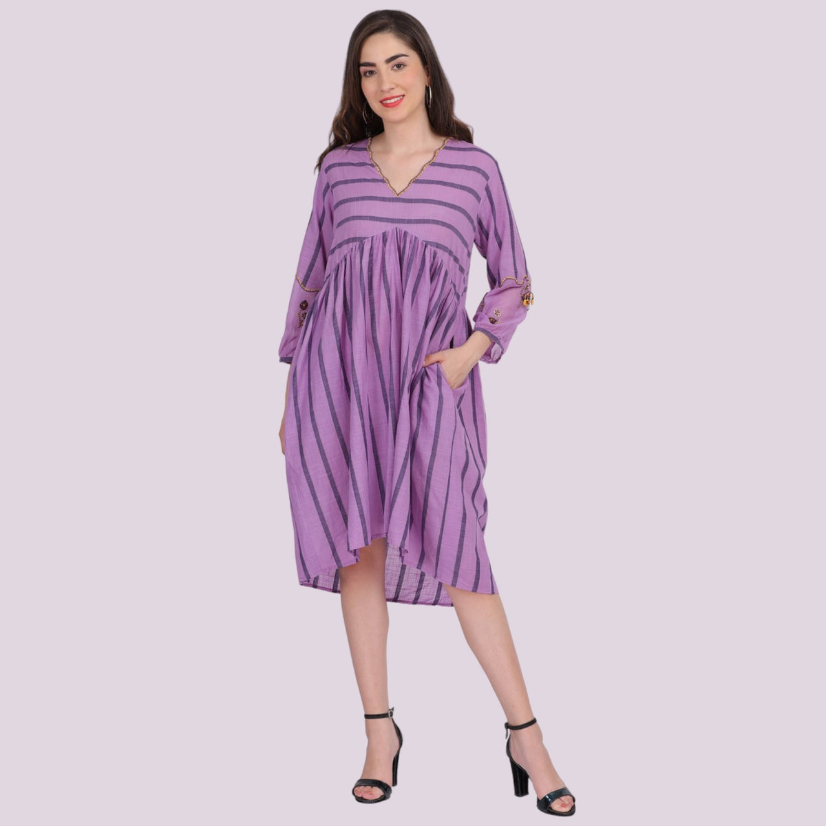 Purple striped dress