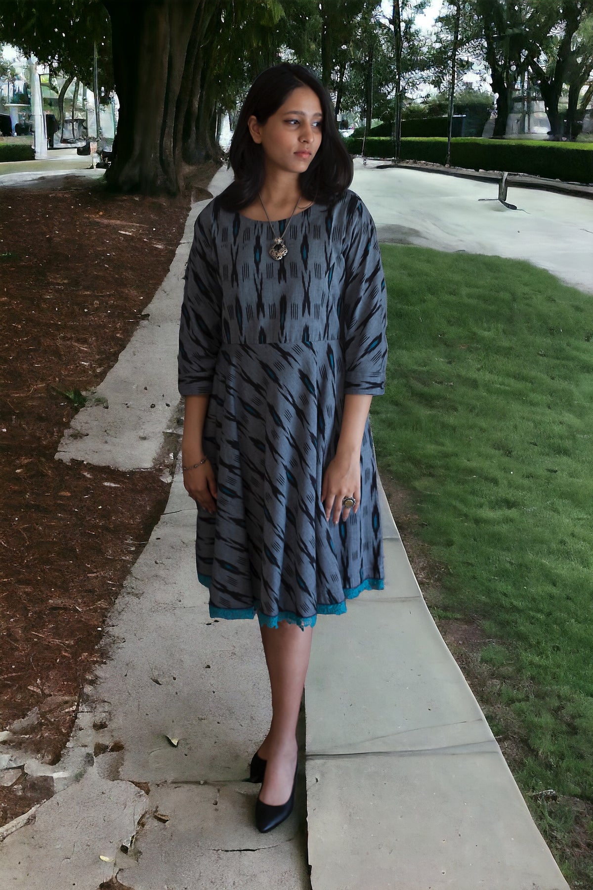 Panelled Ikat Dress