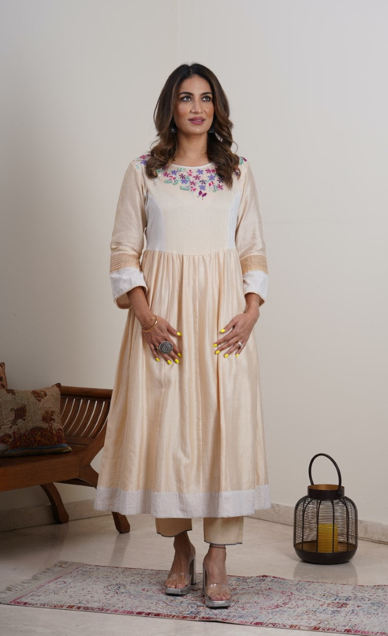 Serenity Shades Anarkali Set-Beige