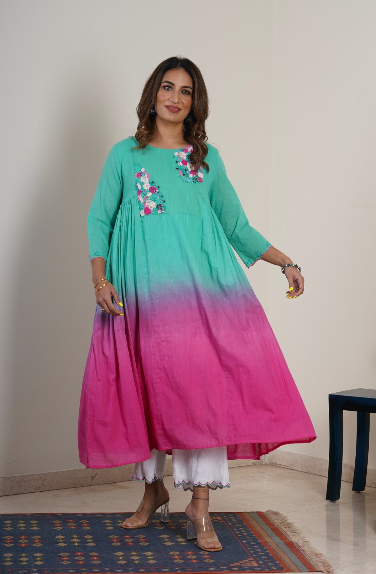 Green Ombre' Anarkali Set