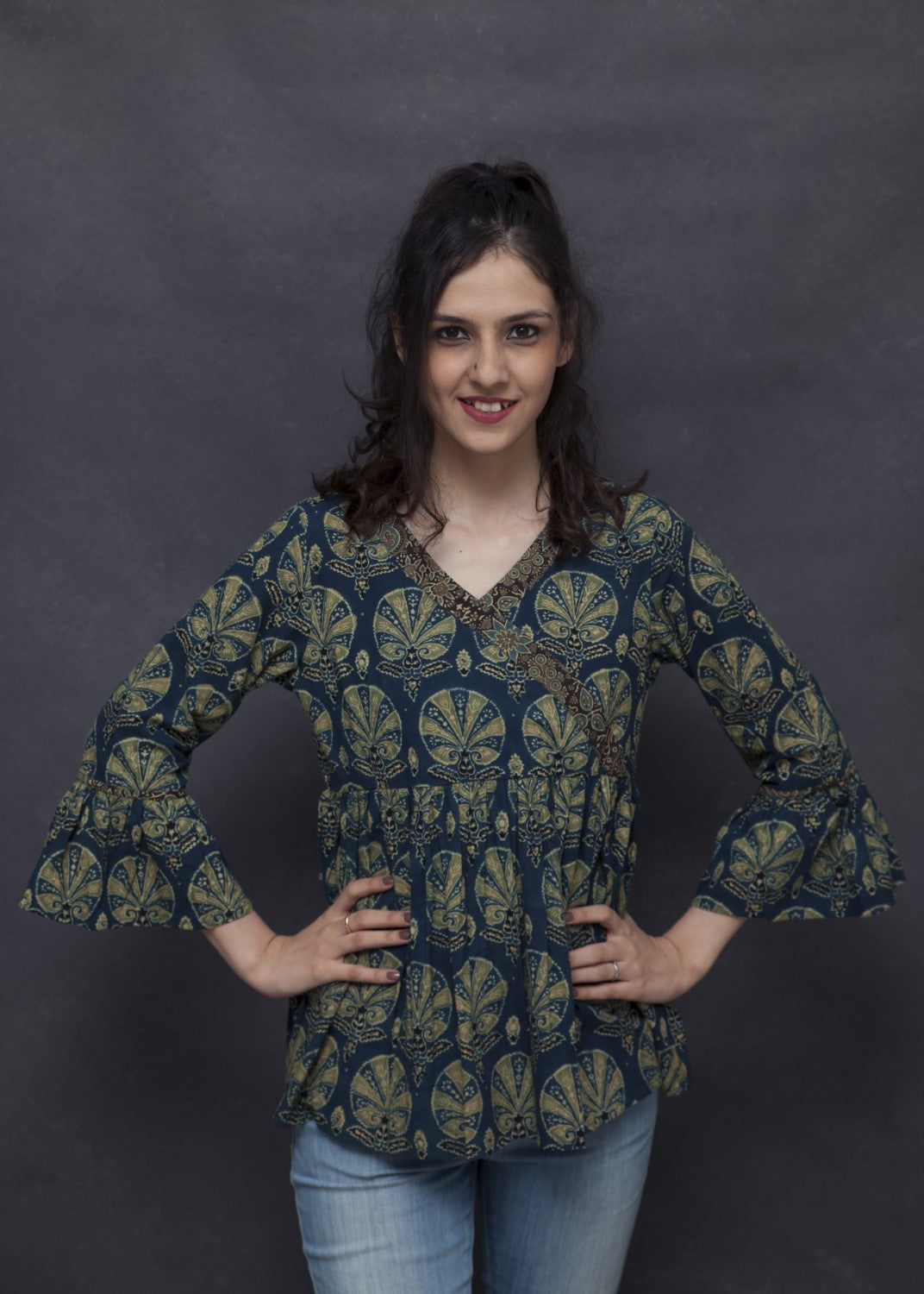 Angrakha Ajrakh print  top