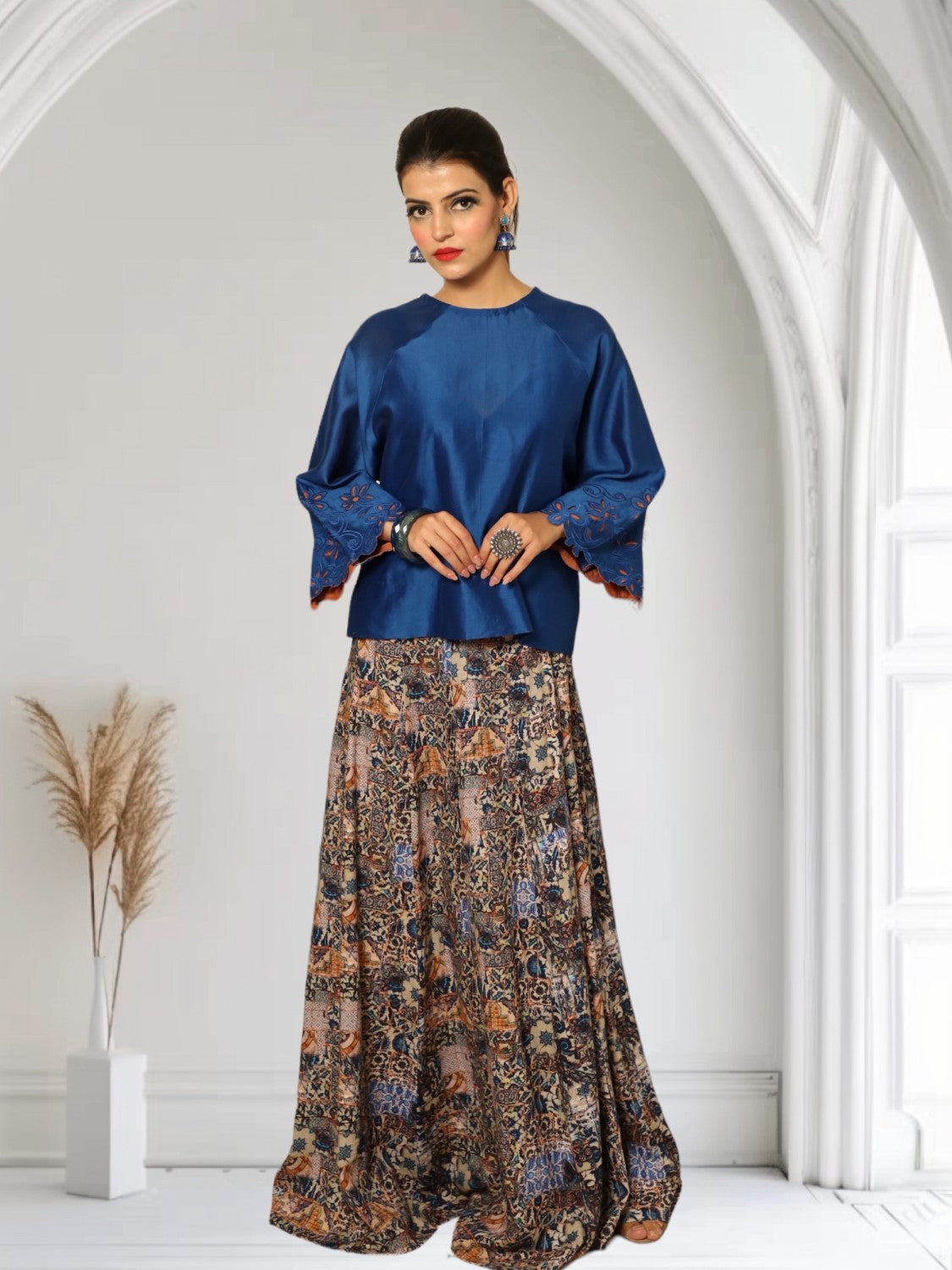 Blue Spinel Panelled Skirt