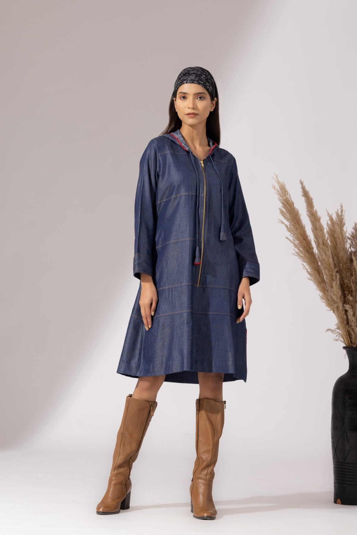 Hooded Denim Dress