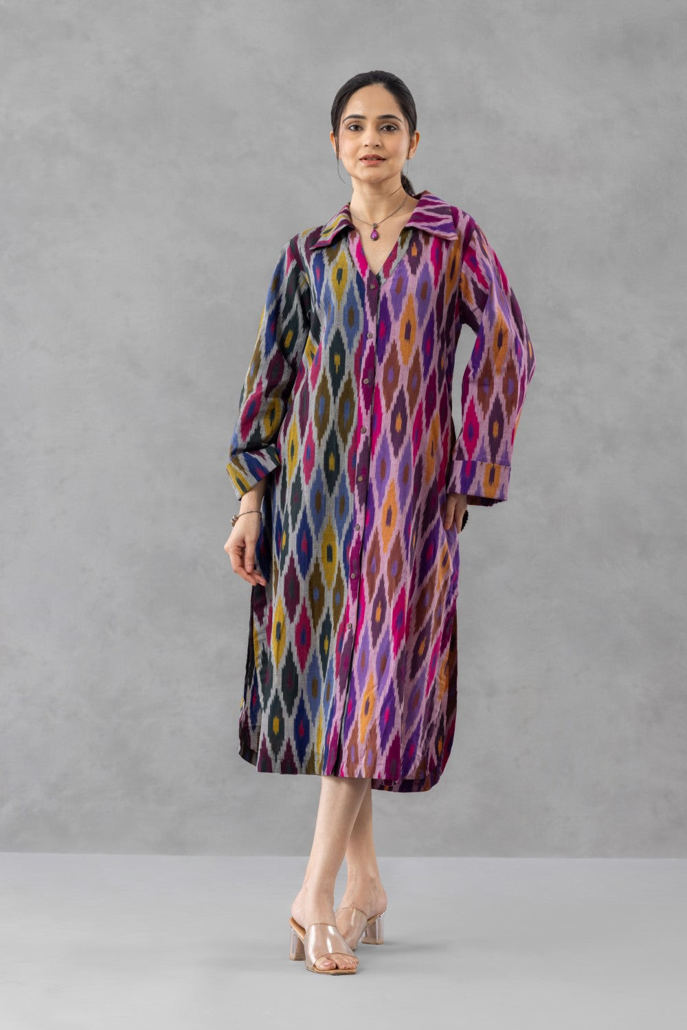 Ikat Mosaic Shirt Dress